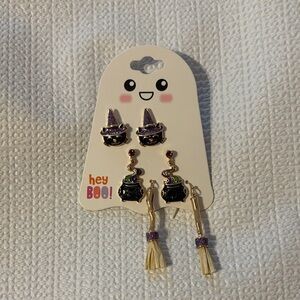 Witch Earrings Set - Black and Purple